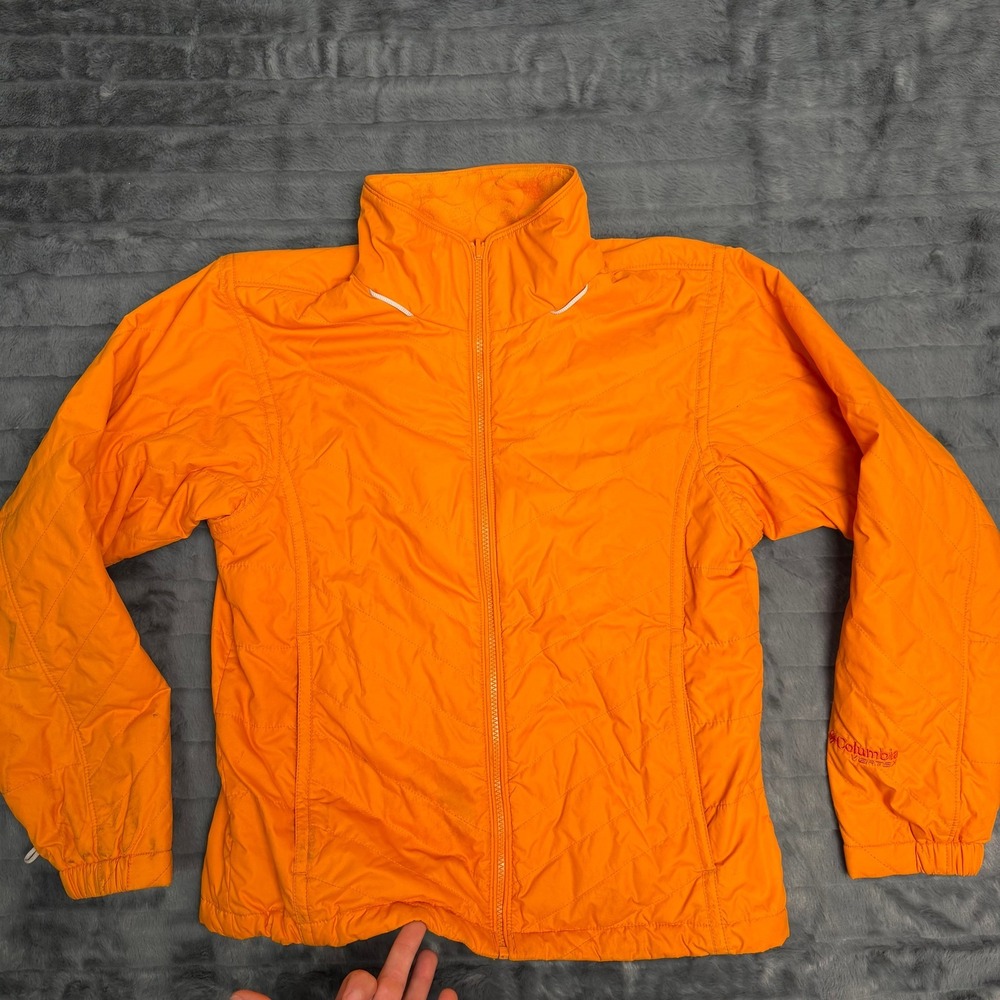Columbia Vertex Interchange Women Orange Quilted Fleece Lined Liner Jacket M